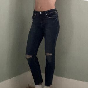 Rock & Republic Berlin Ankle Jeans Dark Wash Distressed Size 8 Skinny Cropped